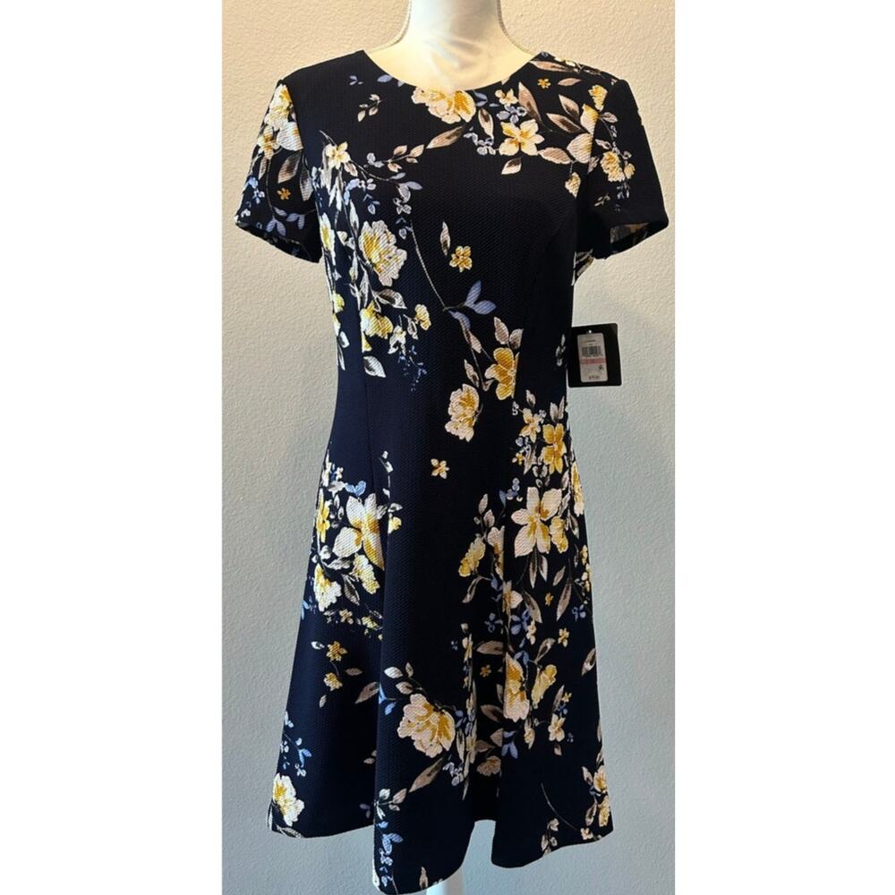 Jessica Howard Navy Floral Fit & Flare Dress NWT Size 10 Wedding Guest Career